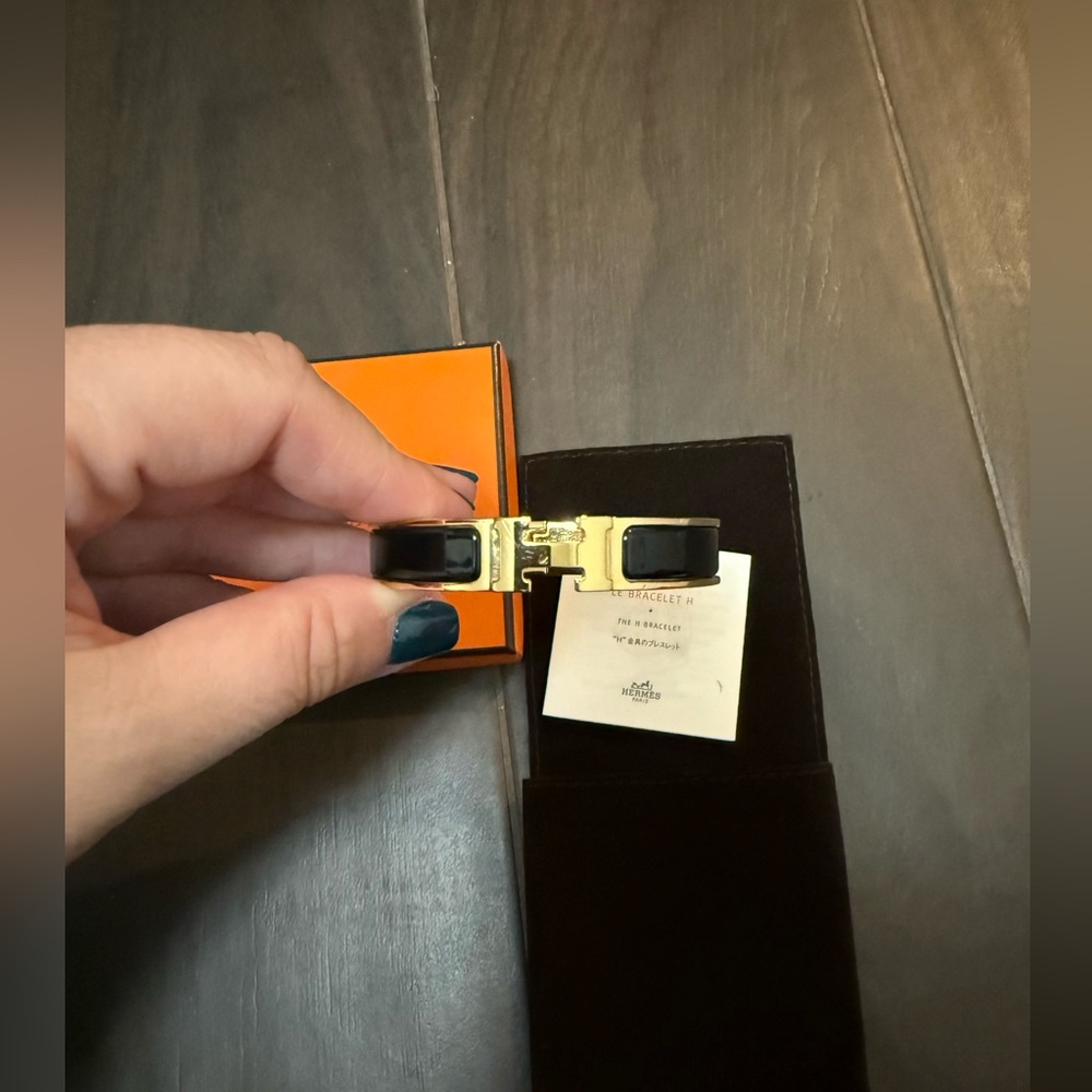 Hermès Black and Rose Gold Bracelet. GM